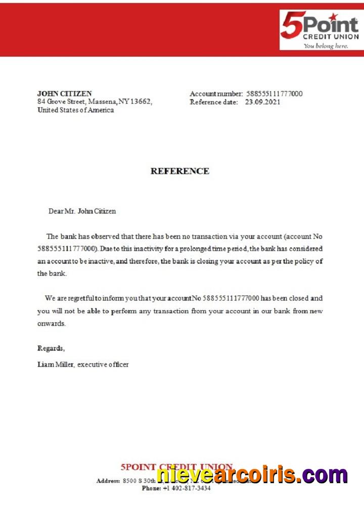 USA 5Point Bank closure reference